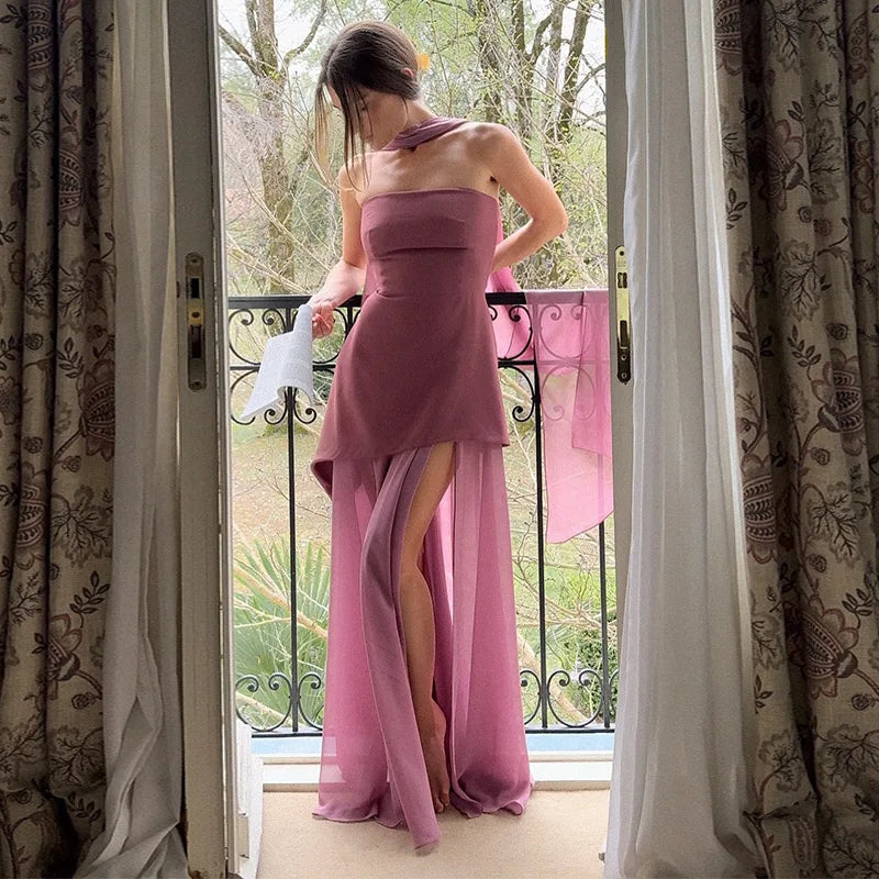 Ilyana – Robe longue femme bustier élégante esprit corset avec ruban