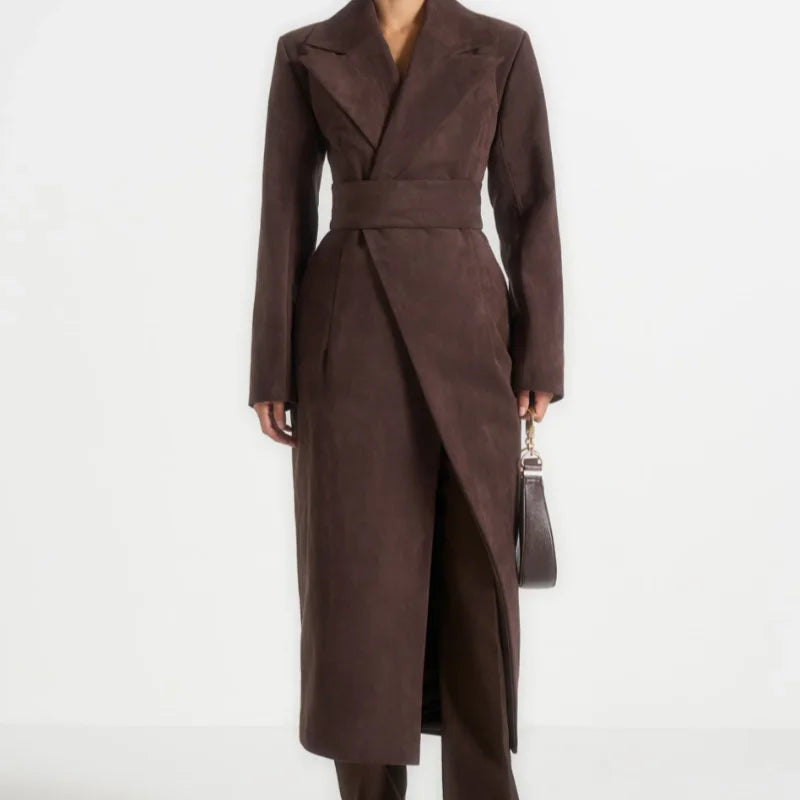Grace – trench long femme chic ceinturé col oversize