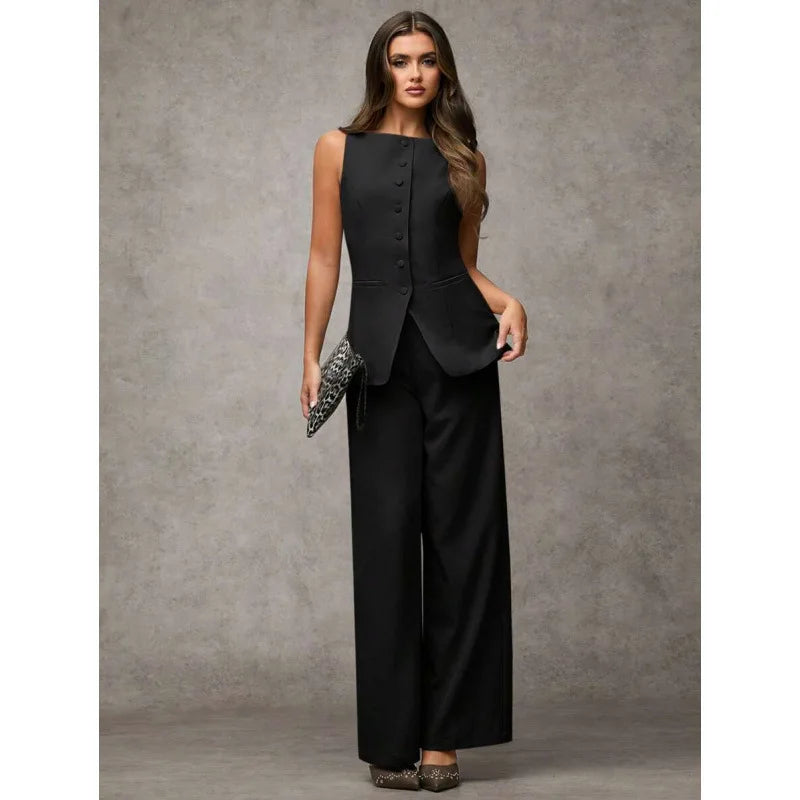 Oléna – ensemble femme gilet boutonné et pantalon chic automne