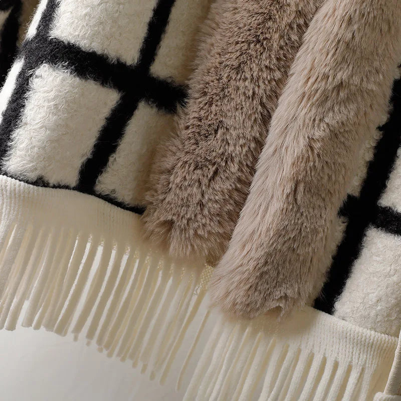 Emeline – manteau mi-long à carreaux doublé polaire femme