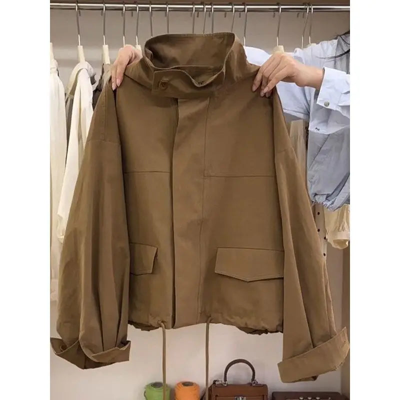 Marie – Veste ample femme à col haut style rétro américain