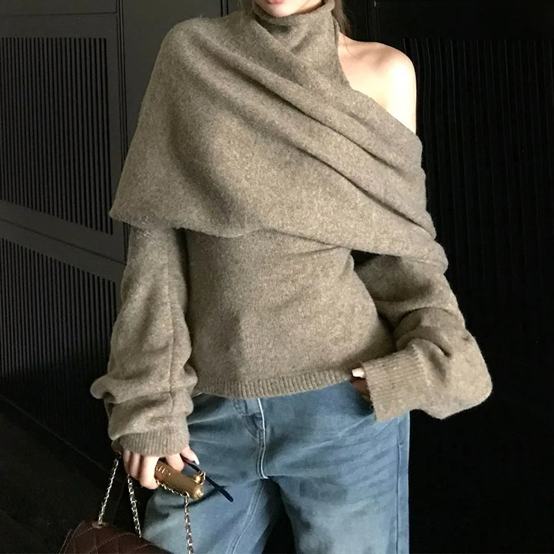 Ophira – ensemble pull col haut asymétrique femme style arty