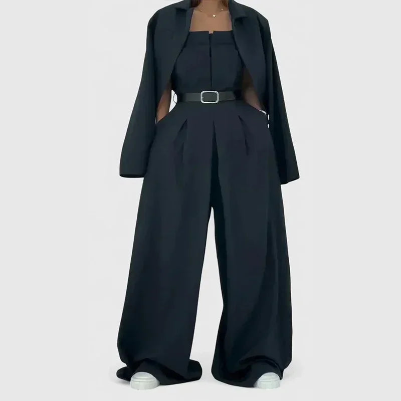 Selma – ensemble costume femme épaules dénudées pantalon large