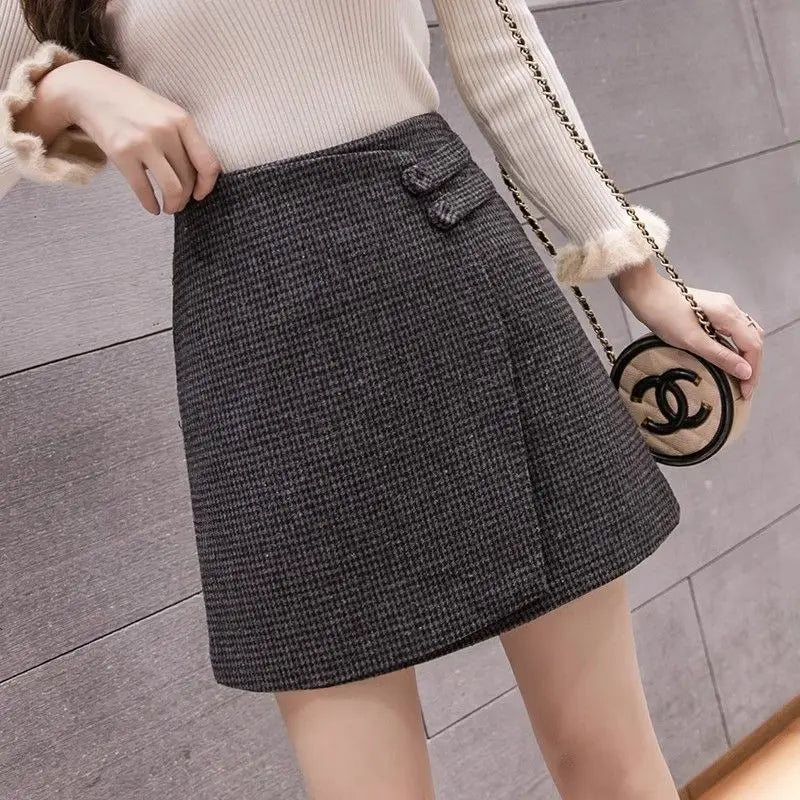 Dalida – jupe short courte trapèze taille haute à carreaux femme