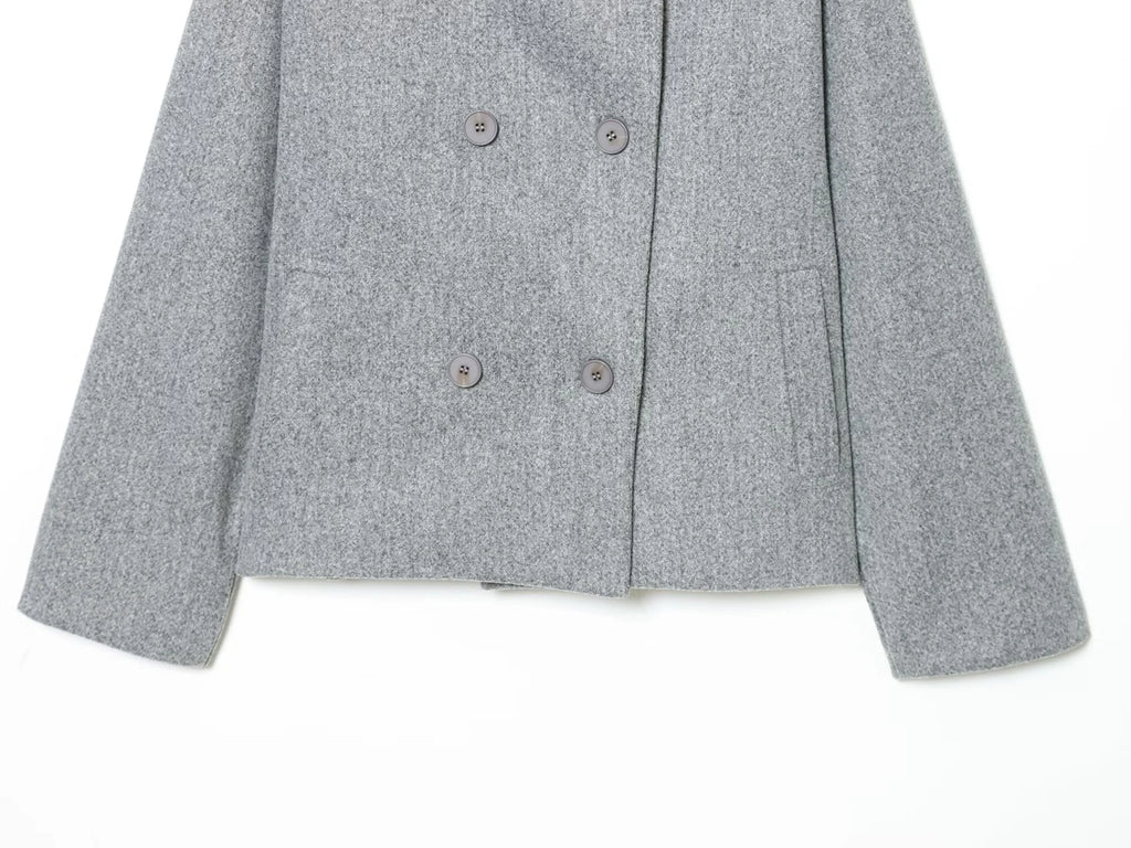 Noëla – manteau ample en laine femme double boutonnage col haut