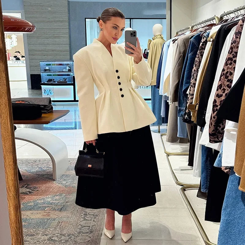Irena – blazer cintré femme élégant col V