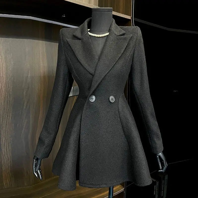 Calyne – manteau femme en tweed ajusté à taille cintrée chic