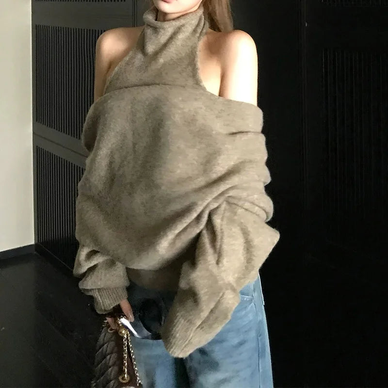 Ophira – ensemble pull col haut asymétrique femme style arty