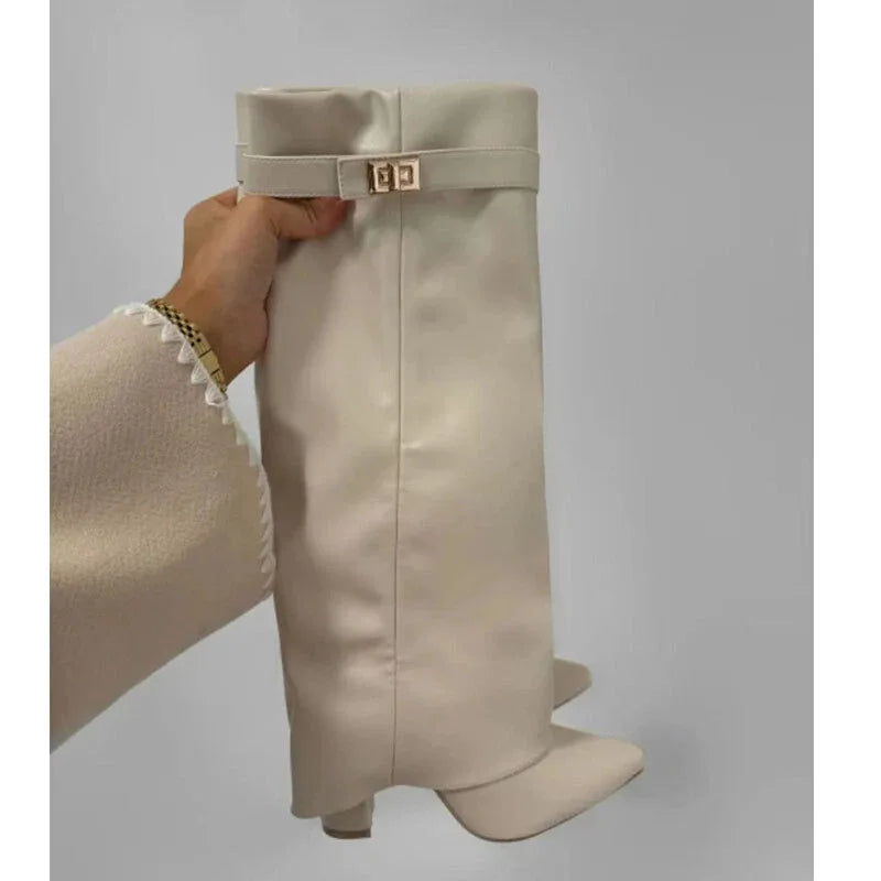 Elvia – bottes mi-jambes femme à talon épais et bout pointu