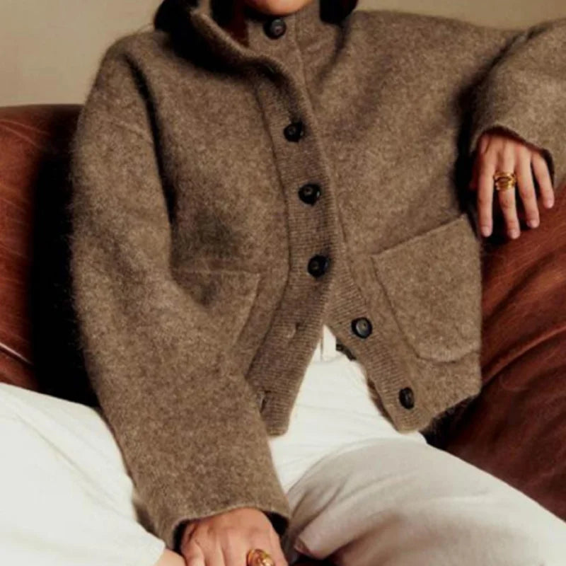 Charlie – veste femme en laine mélangée col rond chic décontracté