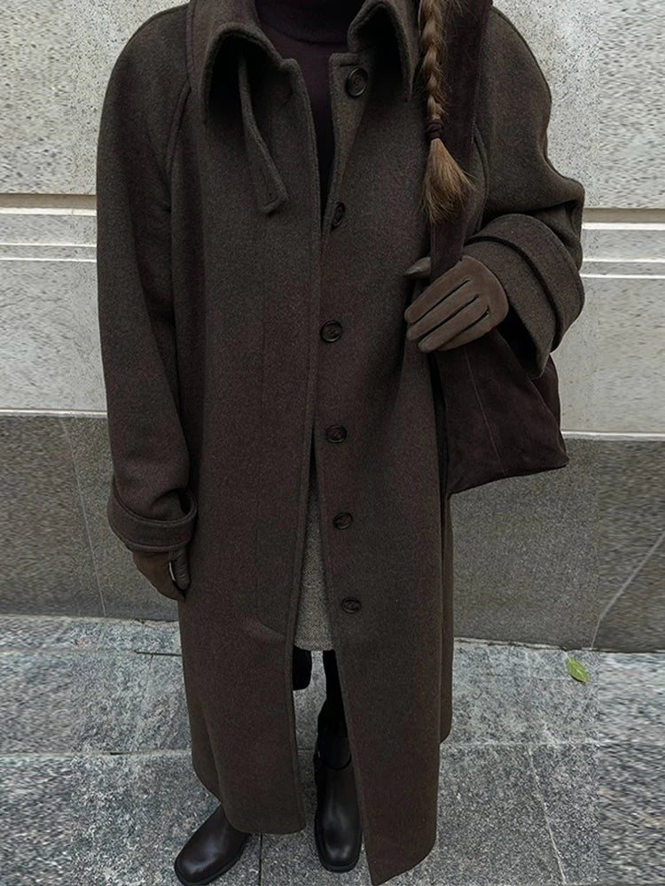 Vésna – manteau femme effet cuir PU vintage ceinturée