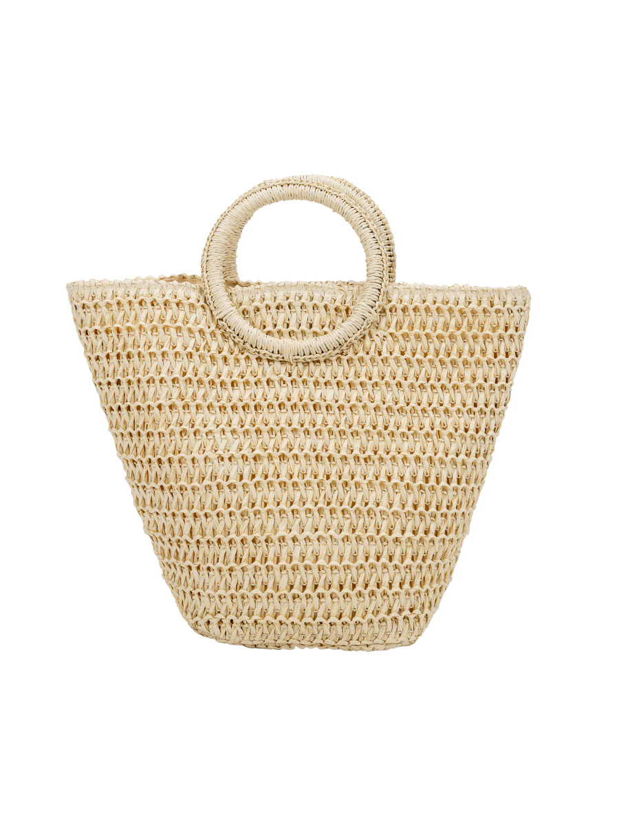 Ondina – grand sac cabas tressé femme, sac épaule en paille tressée pour été & plages