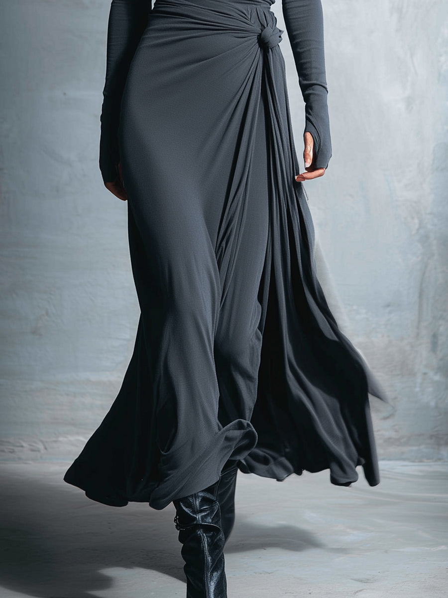 Helyna – robe maxi jersey wrap nouée silhouette elegante