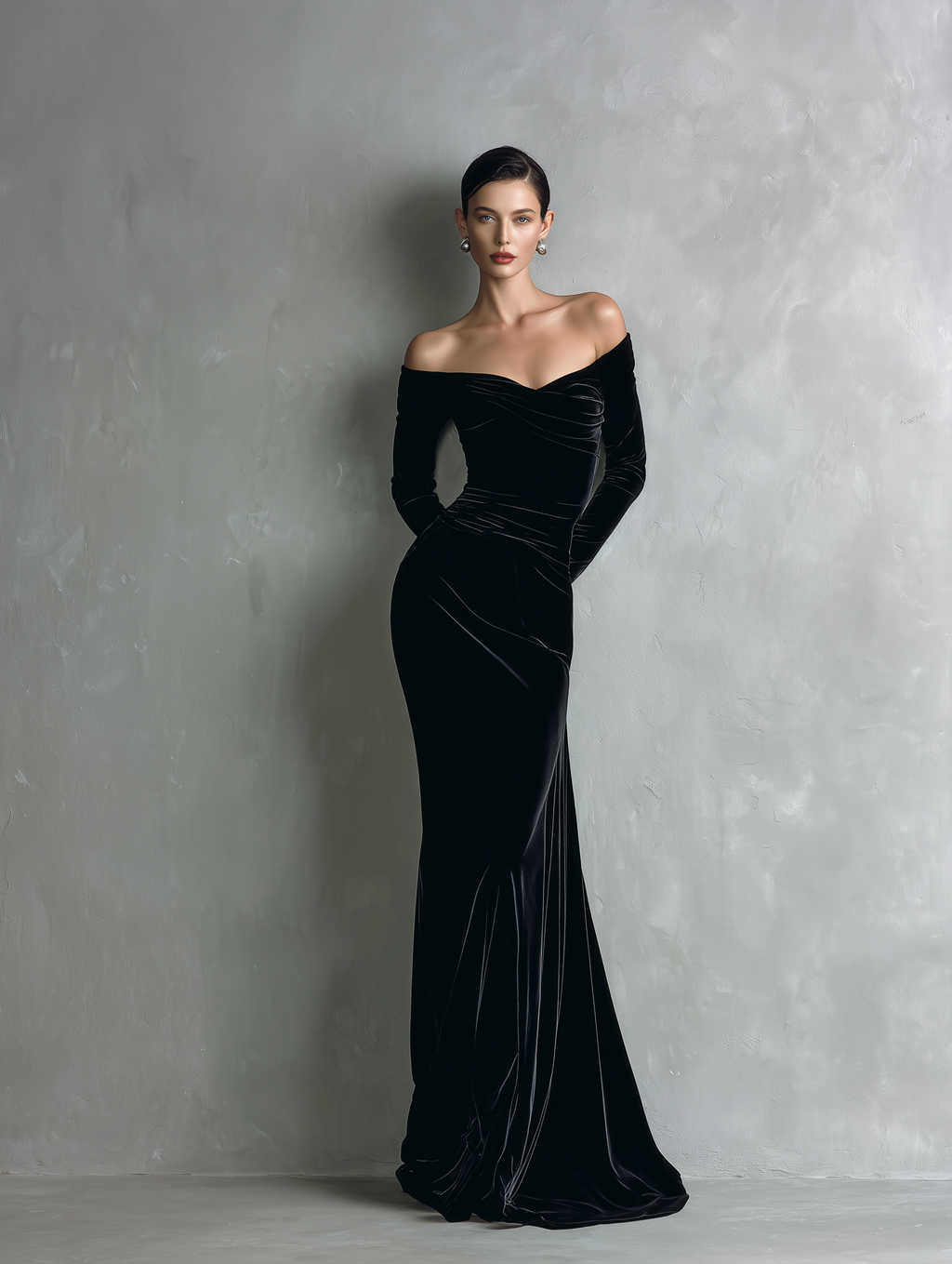 Raely – robe de soirée velours noir femme épaules dénudées coupe bodycon élégante