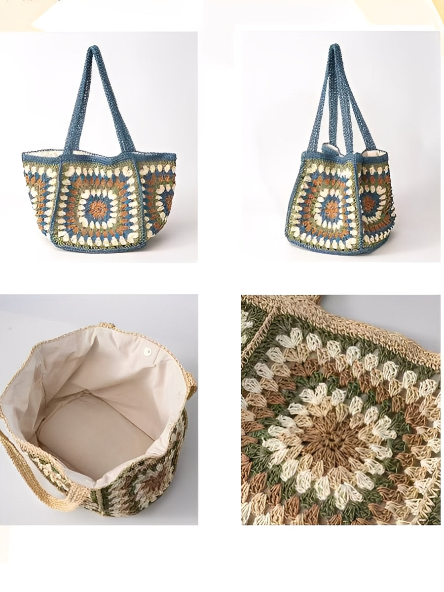 Aria – grand sac tressé à bandoulière avec fermeture magnétique