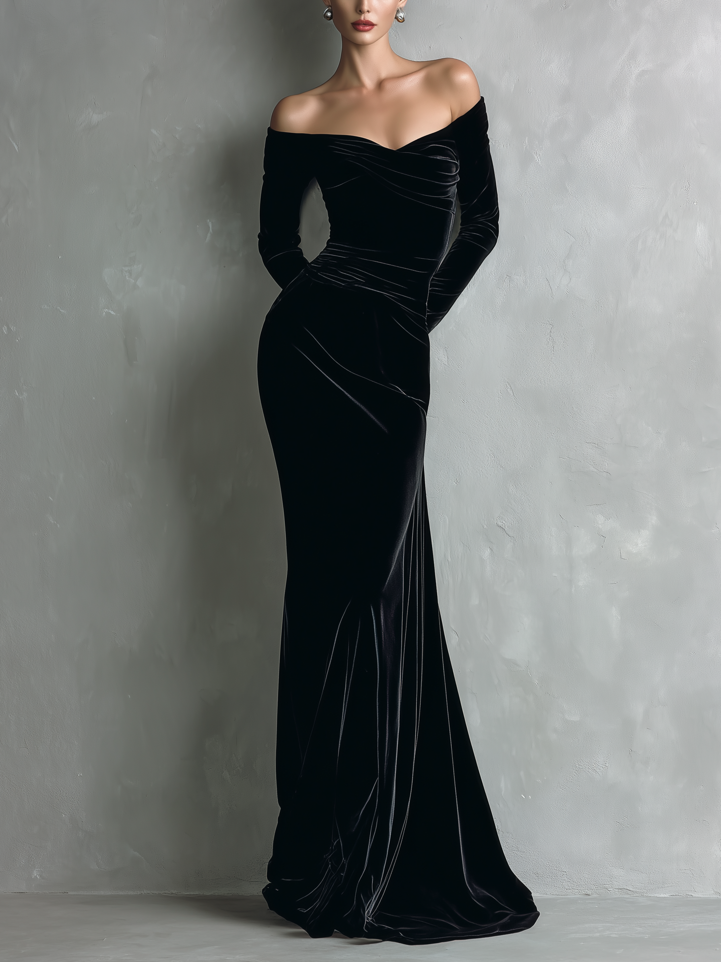 Raely – robe de soirée velours noir femme épaules dénudées coupe bodycon élégante