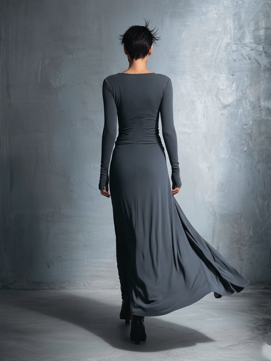 Helyna – robe maxi jersey wrap nouée silhouette elegante